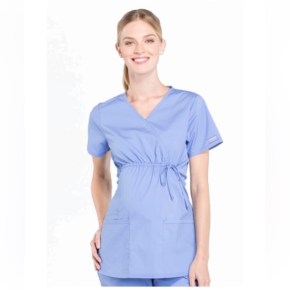 Cherokee Light Blue Maternity Scrub Top